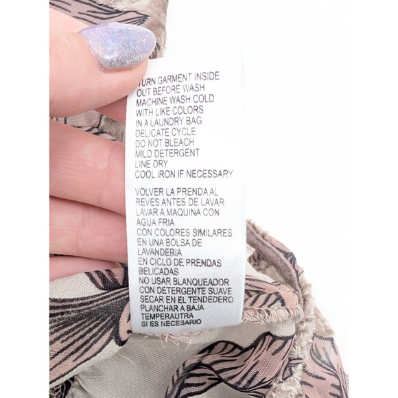 Democracy Velvet Floral Mauve Off Shoulder 3/4 Sleeve Ruffle Blouse Size Large - Picture 7 of 7